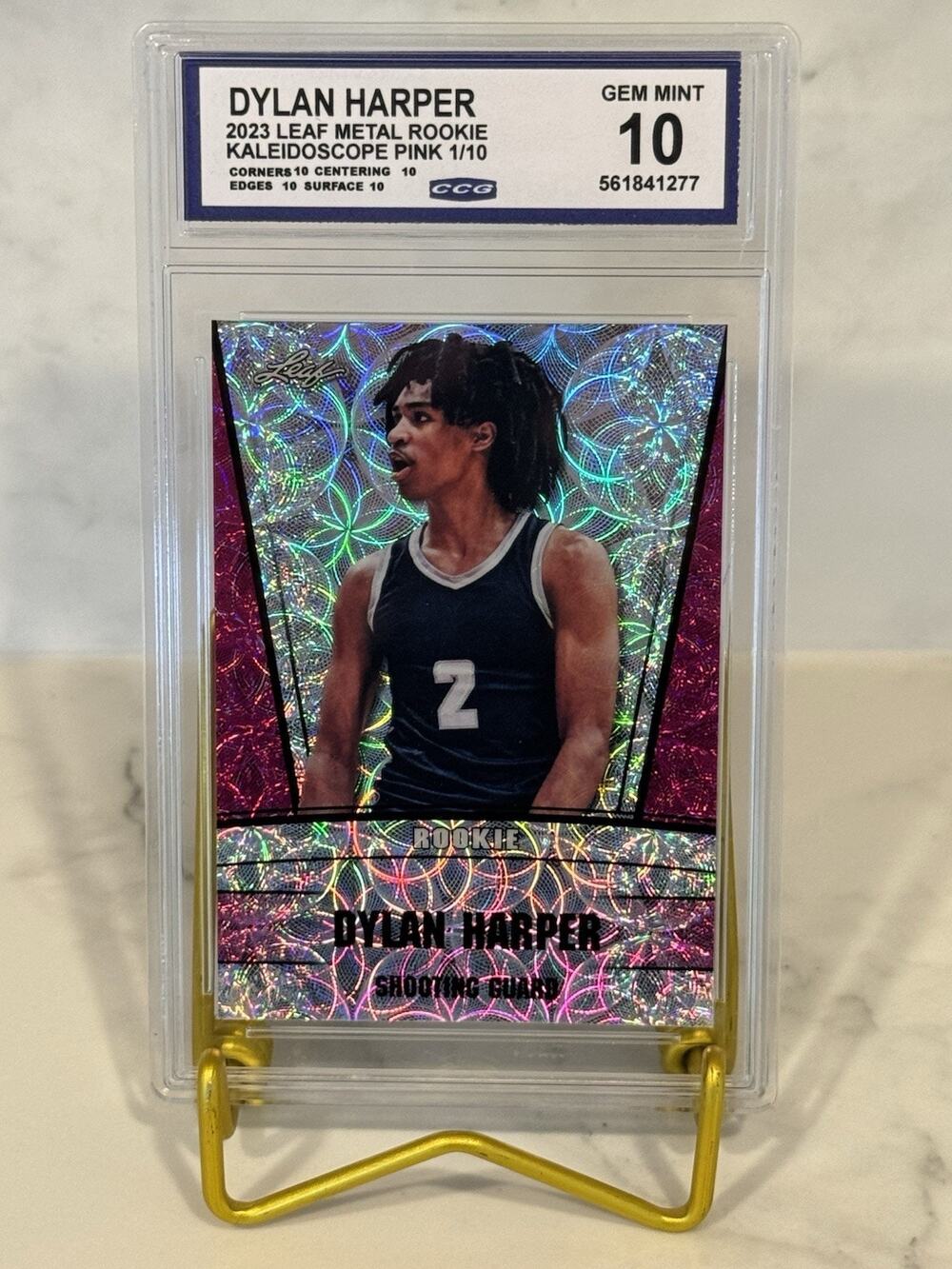 2023 Leaf Metal Dylan Harper Kaleidoscope Pink Rookie #1/10 Gem Mint 10